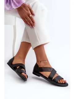 Kožené sandály s lemem, Black Puglia