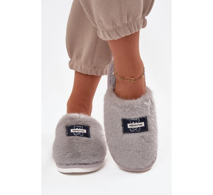 Dámské domácí pantofle s kožešinou Maelis – šedé