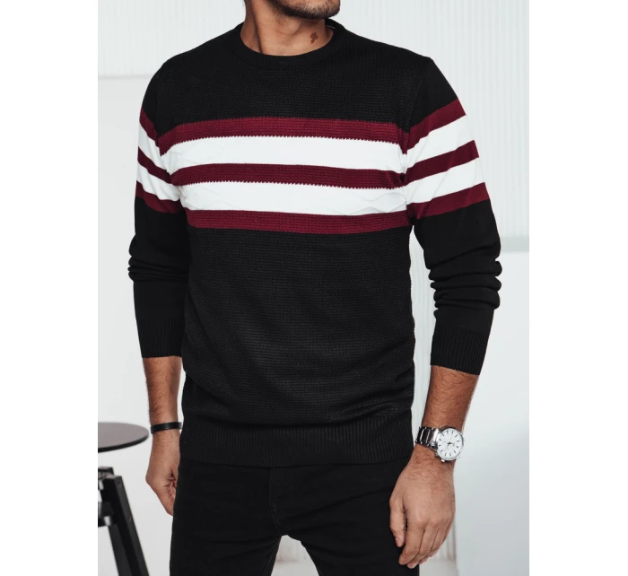 Pánský černý svetr FashionStreet WX2247 Pánský černý svetr FashionStreet WX2247