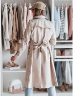 Dámský dlouhý kabát s páskem SLIMFOTA bílý FashionStreet NY0745