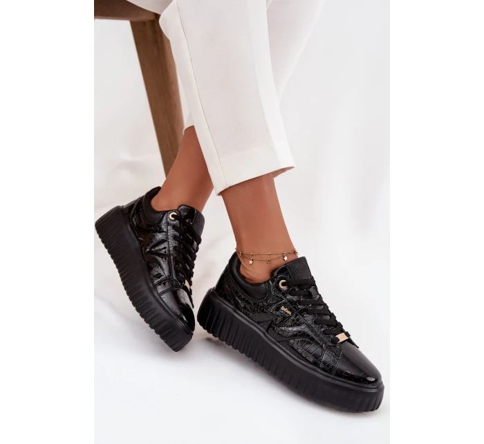Lakované dámské tenisky na platformě model 21714420 Černé - Lee Cooper