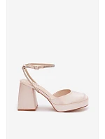 Dámské sandály na podpatku typu sloupek s páskem se šperky Zlaté Seraphina Dámské sandály na podpatku typu sloupek s páskem se šperky Zlaté Seraphina