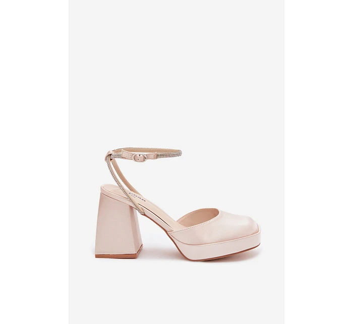 Dámské sandály na podpatku typu sloupek s páskem se šperky Zlaté Seraphina Dámské sandály na podpatku typu sloupek s páskem se šperky Zlaté Seraphina