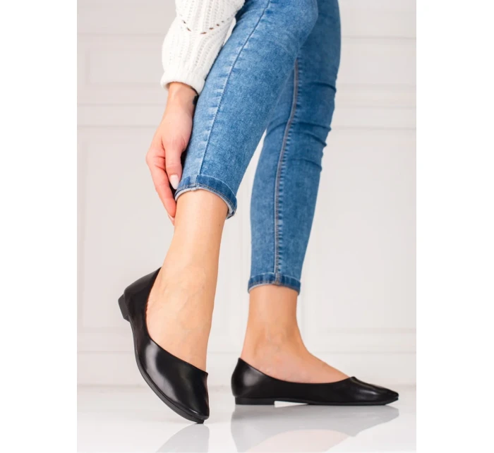 Originální  baleríny černé dámské bez podpatku
