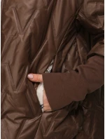 Dámská přechodná prošívaná bunda s kapucí hnědá FashionStreet TY5613