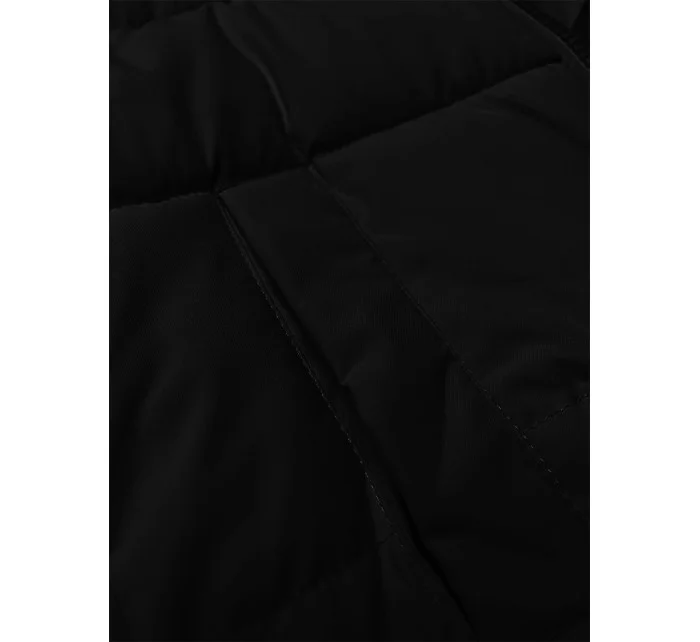 Černá krátká dámská zimní bunda se stahovacími lemy model 21248157 - S'WEST Černá krátká dámská zimní bunda se stahovacími lemy model 21248157 - S'WEST