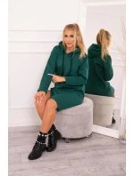 Šaty s kapucí a bočním rozparkem tmavě zelené