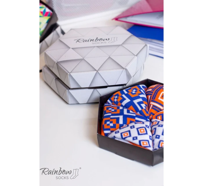 Duhové Rainbow Socks Ponožky V Geometrických Vzorech 3 Párů