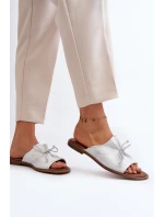 Kožené dámské žabky model 21646105 stříbrné - Zazoo Kožené dámské žabky model 21646105 stříbrné - Zazoo