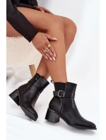 Zateplené dámské boty na podpatku s páskem a přezkou černé Sylira Zateplené dámské boty na podpatku s páskem a přezkou černé Sylira