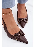 Dámské sandály na podpatku s ozdobným detailem Čokoládové model 22039871 - Boto