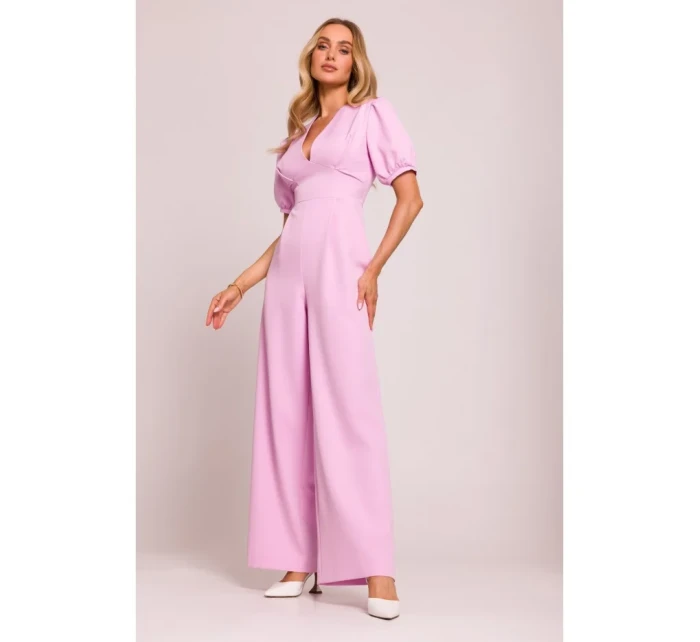 M852 Kombinéza s puff rukávy - cukrově růžová