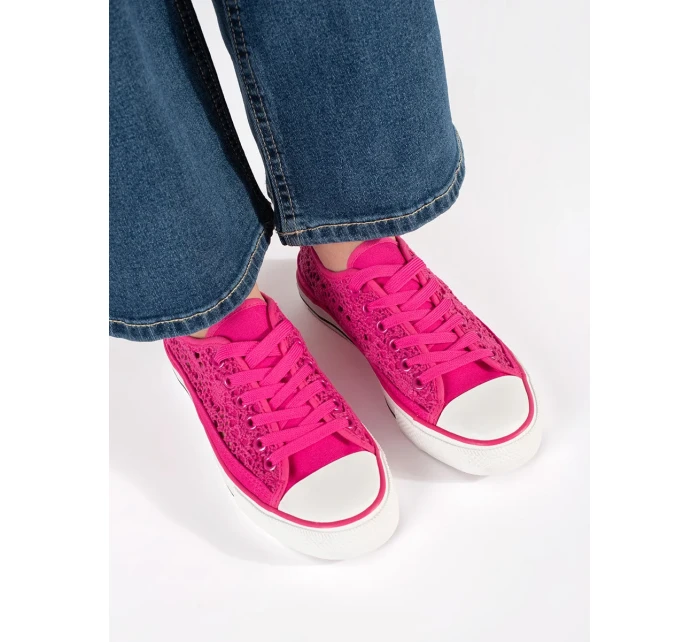 Pěkné růžové dámské tenisky bez podpatku Pěkné růžové dámské tenisky bez podpatku