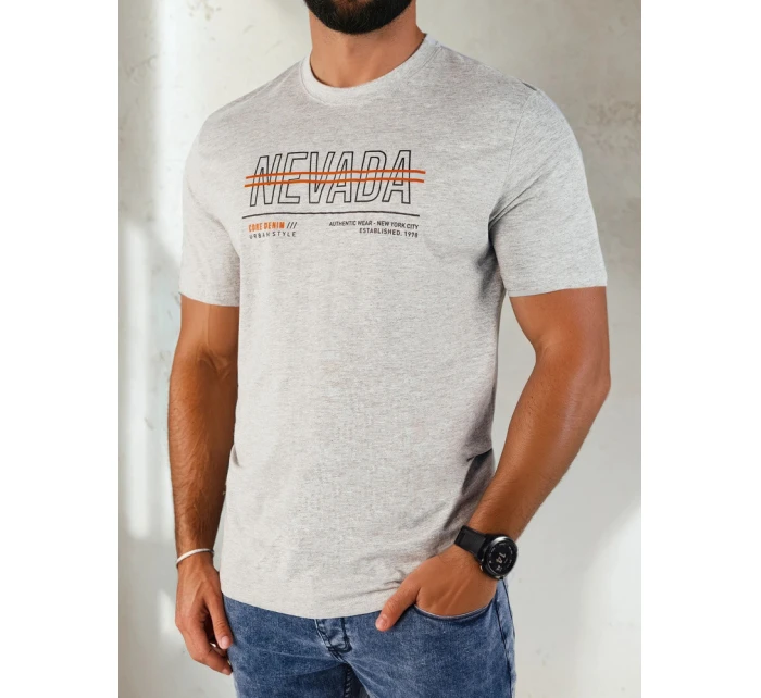 FashionStreet šedé pánské tričko s potiskem RX5436
