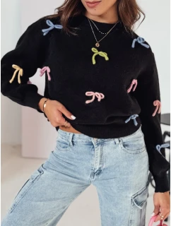 TIELUSH dámský svetr s malými mašlemi černá FashionStreet MY2358