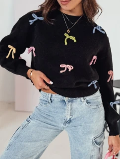 TIELUSH dámský svetr s malými mašlemi černá FashionStreet MY2358