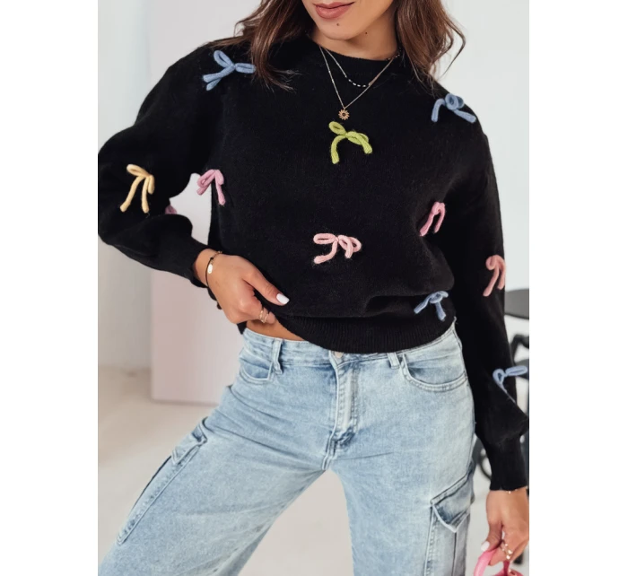 TIELUSH dámský svetr s malými mašlemi černá FashionStreet MY2358