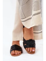 Ploché Dámské Pantofle S Proplétajícími Se Pásky Černé Selaenor Ploché Dámské Pantofle S Proplétajícími Se Pásky Černé Selaenor