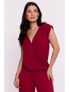 B288 Viskózový zavinovací top s výstřihem do V - bordó