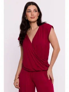 model 19670587 Viskózový zavinovací top s výstřihem do V bordó - BeWear
