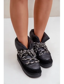 Semišové dámské sněhule s hrubým šněrováním D.Franklin DFSH375003 Černé