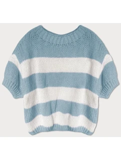Světle modrý pruhovaný svetr (761ART) - Goodlooking