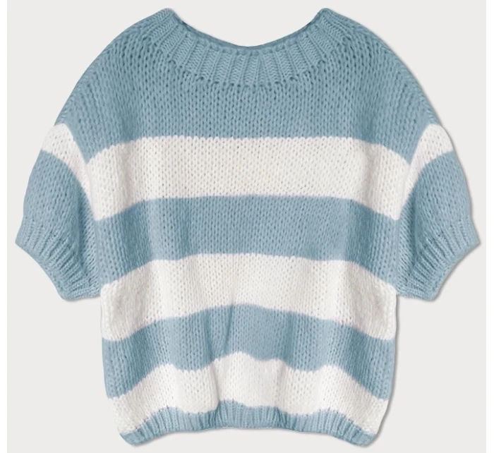 Světle modrý pruhovaný svetr (761ART) - Goodlooking