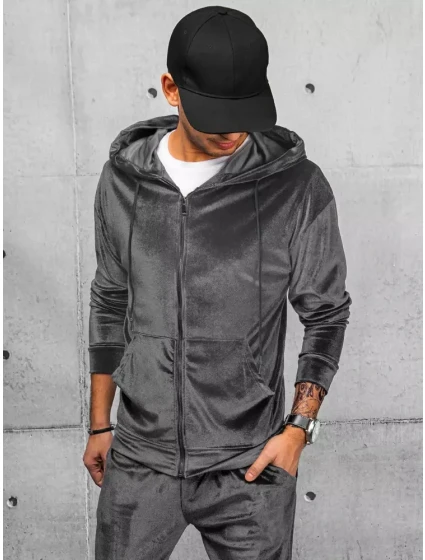 Pánská šedá velurová mikina FashionStreet BX5540