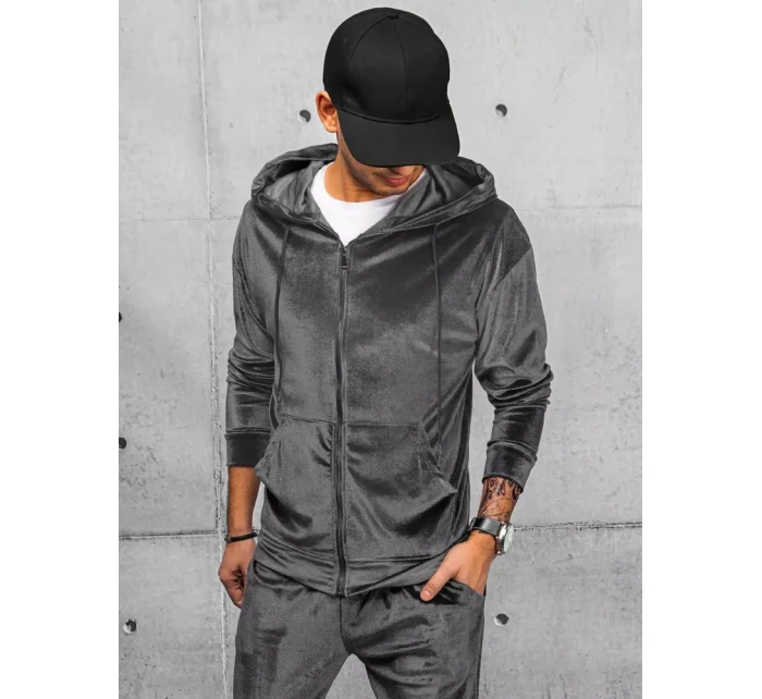 Pánská šedá velurová mikina FashionStreet BX5540