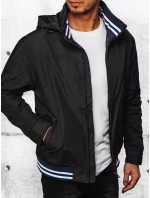 Pánská přechodná bunda s kapucí černá FashionStreet TX4378 Pánská přechodná bunda s kapucí černá FashionStreet TX4378