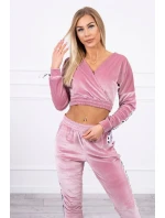 Velurová souprava s nápisem Queen dark powder pink