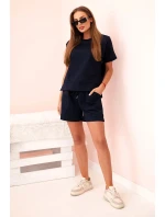 Dámský punto set s krátkými rukávy a šortkami námořnická modř Dámský punto set s krátkými rukávy a šortkami námořnická modř
