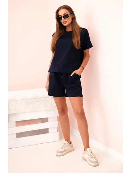 Dámský punto set s krátkými rukávy a šortkami námořnická modř Dámský punto set s krátkými rukávy a šortkami námořnická modř