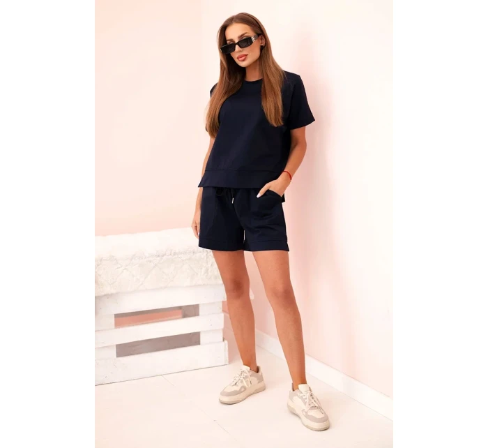 Dámský punto set s krátkými rukávy a šortkami námořnická modř Dámský punto set s krátkými rukávy a šortkami námořnická modř
