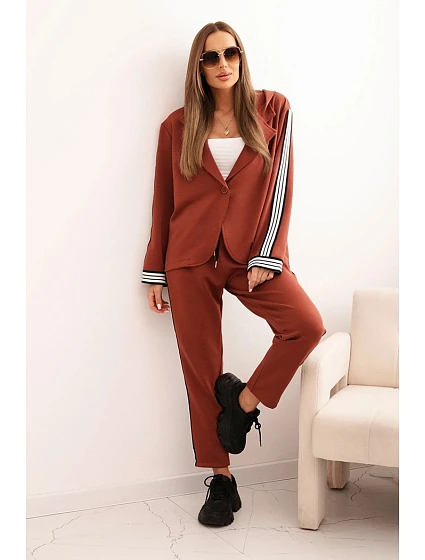 Dámská souprava s viskózou a lampasem a sportovní sako model 21339247 - K-Fashion
