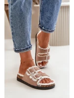 Dámské Pantofle S Přezkami A Kožíškem Béžové Ezilena Dámské Pantofle S Přezkami A Kožíškem Béžové Ezilena