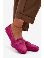 Dámské ploché mokasíny z přírodního semiše S.Barski LR61-7029 fuchsiová Dámské ploché mokasíny z přírodního semiše S.Barski LR61-7029 fuchsiová