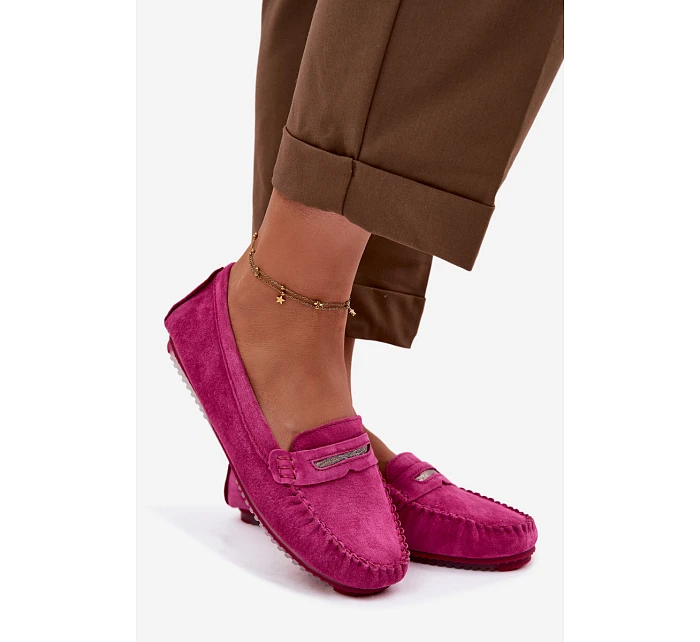Dámské ploché mokasíny z přírodního semiše S.Barski LR61-7029 fuchsiová Dámské ploché mokasíny z přírodního semiše S.Barski LR61-7029 fuchsiová