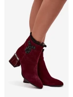 Dámské zateplené kotníkové boty z přírodního semiše D&A - bordó Dámské zateplené kotníkové boty z přírodního semiše D&A - bordó
