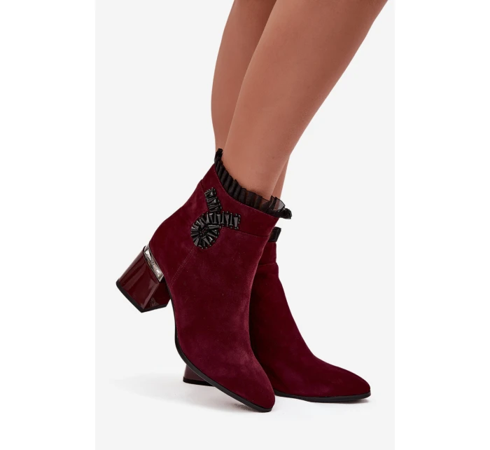 Dámské zateplené kotníkové boty z přírodního semiše D&A - bordó Dámské zateplené kotníkové boty z přírodního semiše D&A - bordó