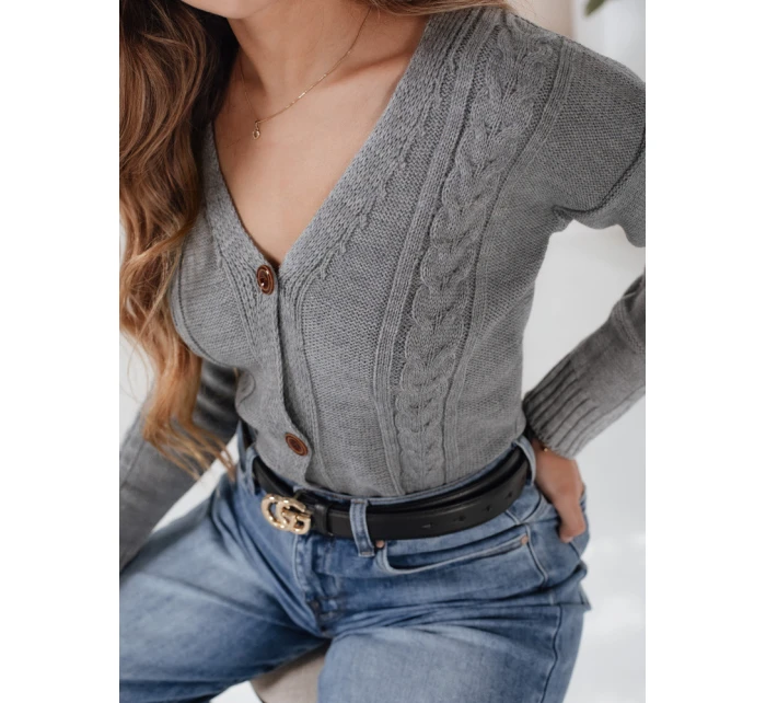 Dámský svetr MELANIA světle šedý FashionStreet MY1654