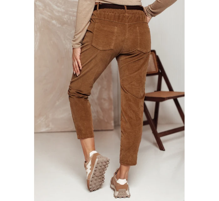 Dámské manšestrové kalhoty DANORIA v jedné velikosti s páskem camel FashionStreet UY2289