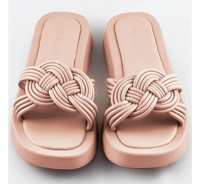 Béžové dámské pantofle s podrážkou model 17352363 - Mix Feel