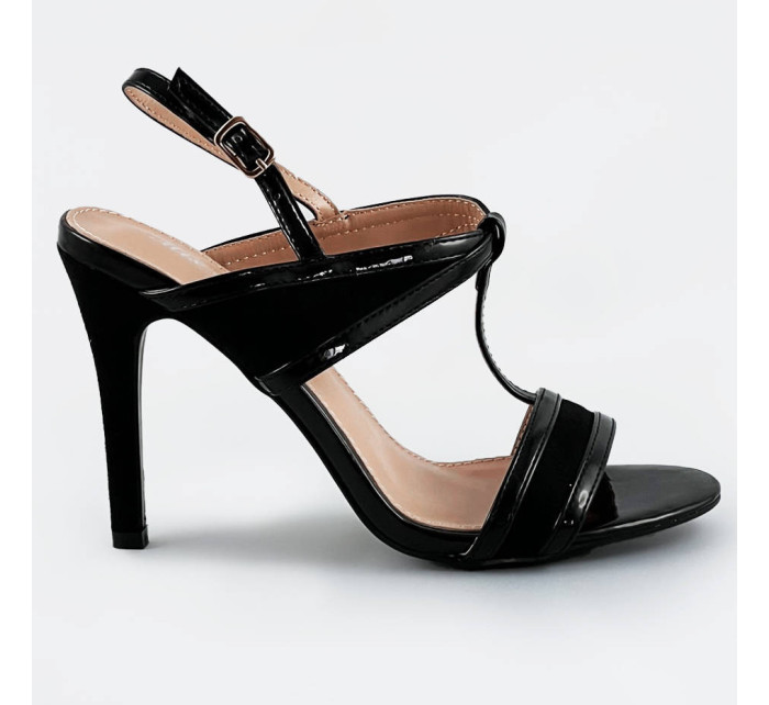 Černé dámské sandálky z různých spojených materiálů (HB09)