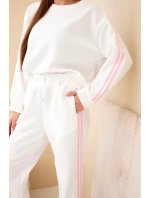 Dámský viskózový máslový komplet s lampasy ecru