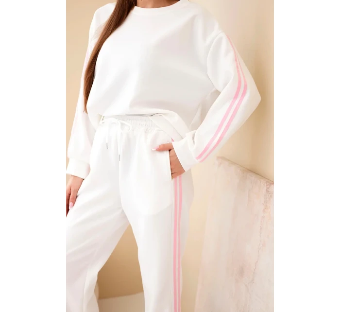 Dámský viskózový máslový komplet s lampasy ecru