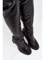 Dámské kozačky nad koleno na podpatku eko kůže černé model 21747894 - Boto