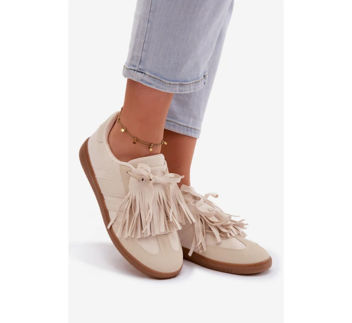 Dámské tenisky s třásněmi Béžové model 21937712 - Boto