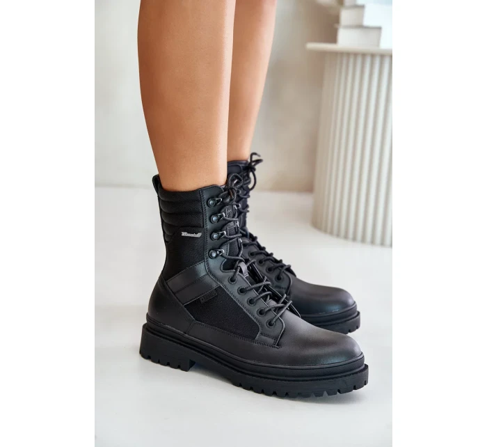 Kožené Trapper Kotníkové Boty Pánské Zateplené Big Star Černé