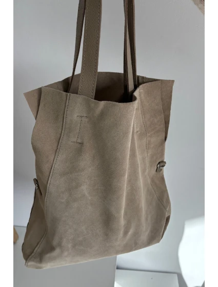 Dámská semišová kabelka shopper Miraya – světle béžová